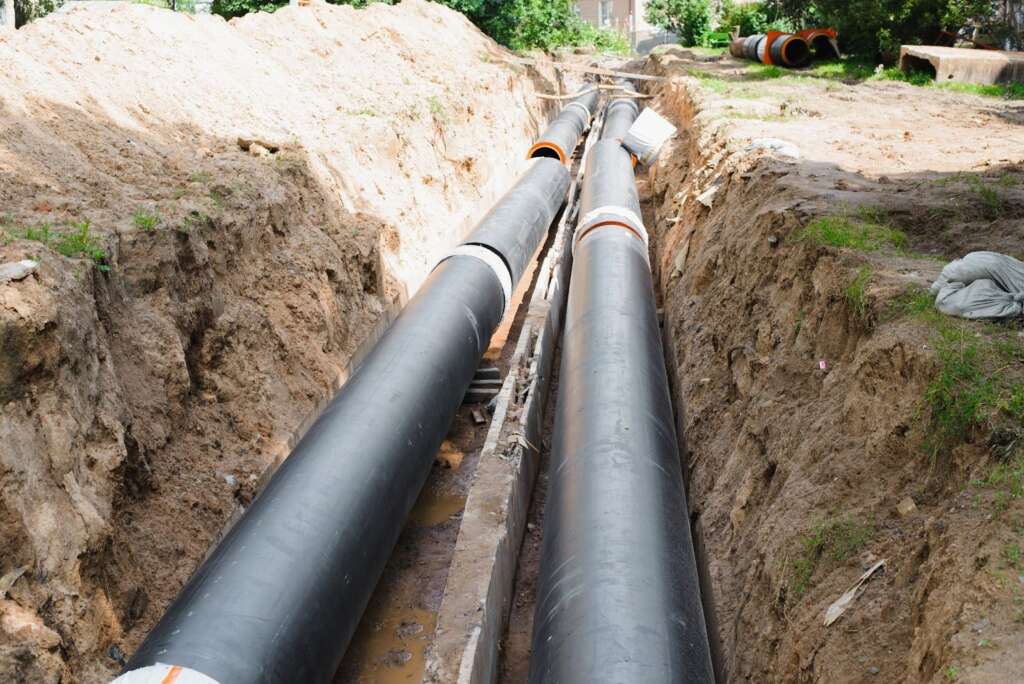 Pipes for a sewer line.