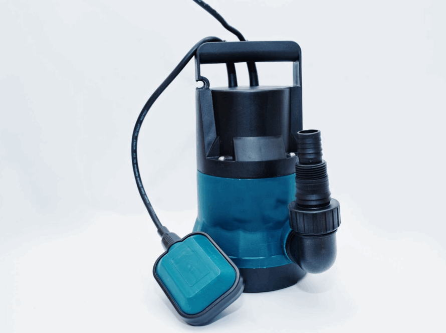 A high-quality submersible sump pump isolated on a white background.